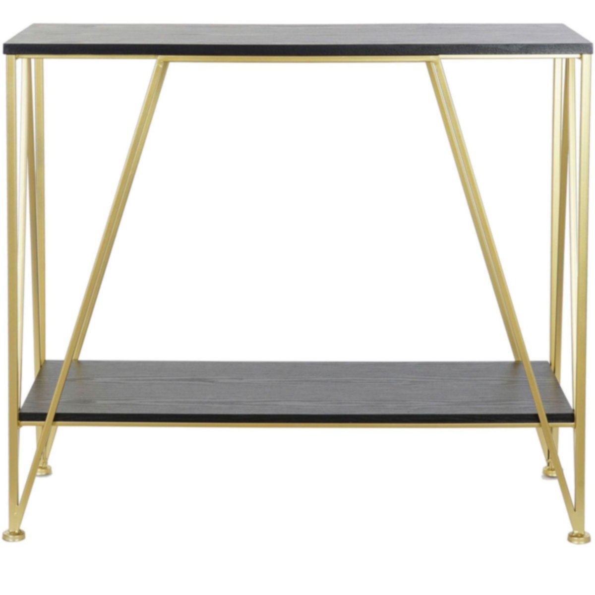 Console métal doré et plateaux bois noir - 81.5x36x71.5cm noir, WADIGA