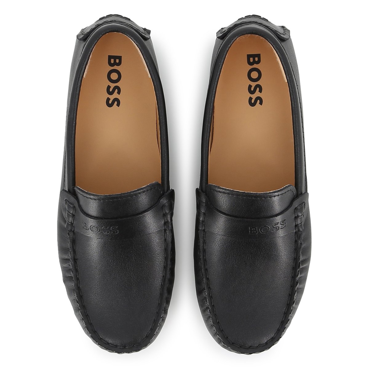 Moccasins en cuir de vachette black, BOSS KIDSWEAR