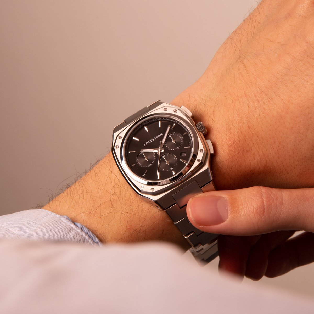 Montre Analogique  ETHAN argenté noir argenté, LOUIS PION