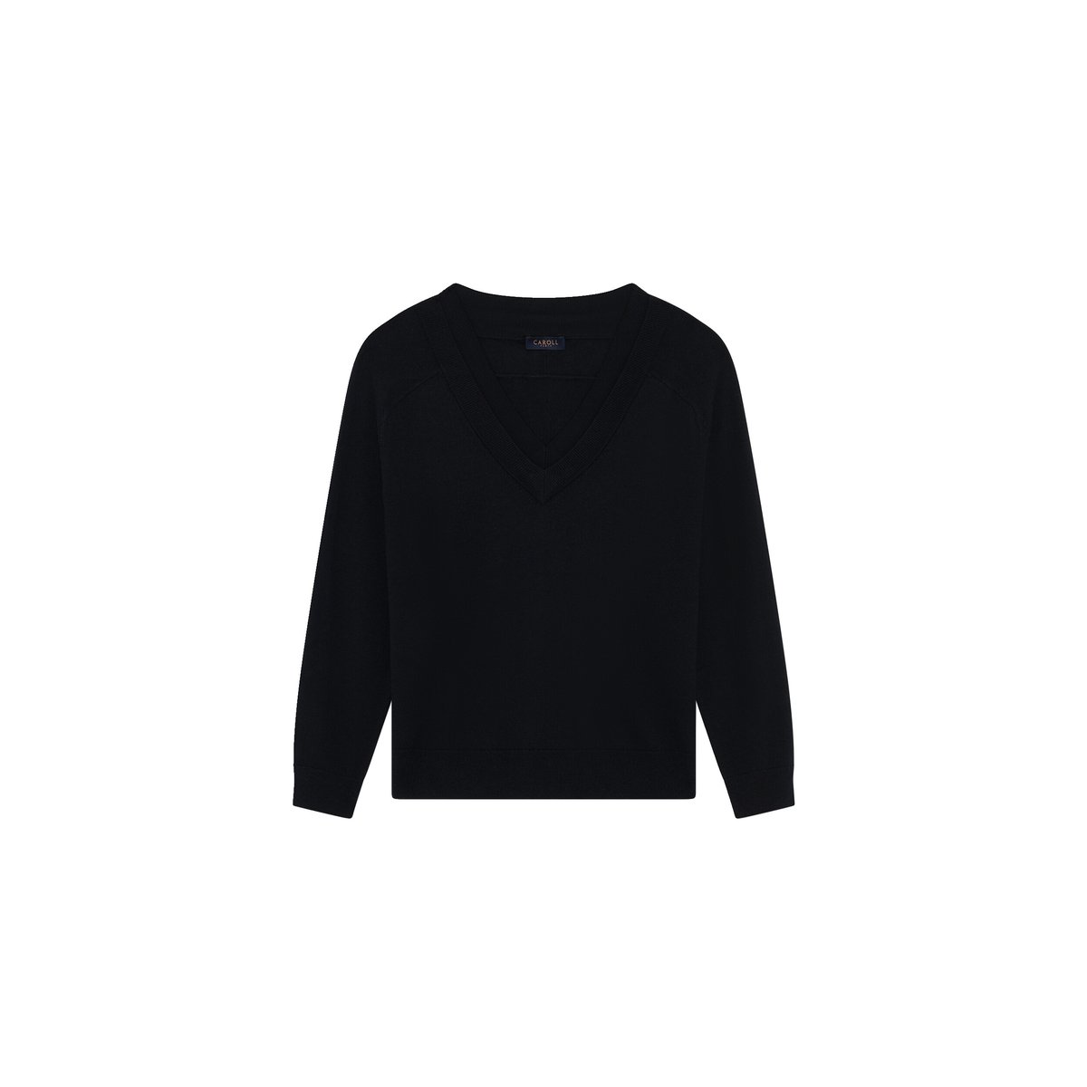Pull droit col v MWANDA noir, CAROLL