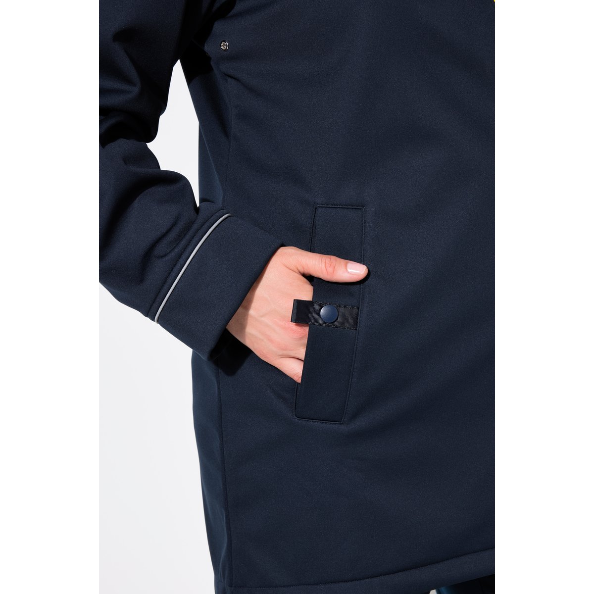 Veste longue softshell, tissu déperlant marine, ULLA POPKEN