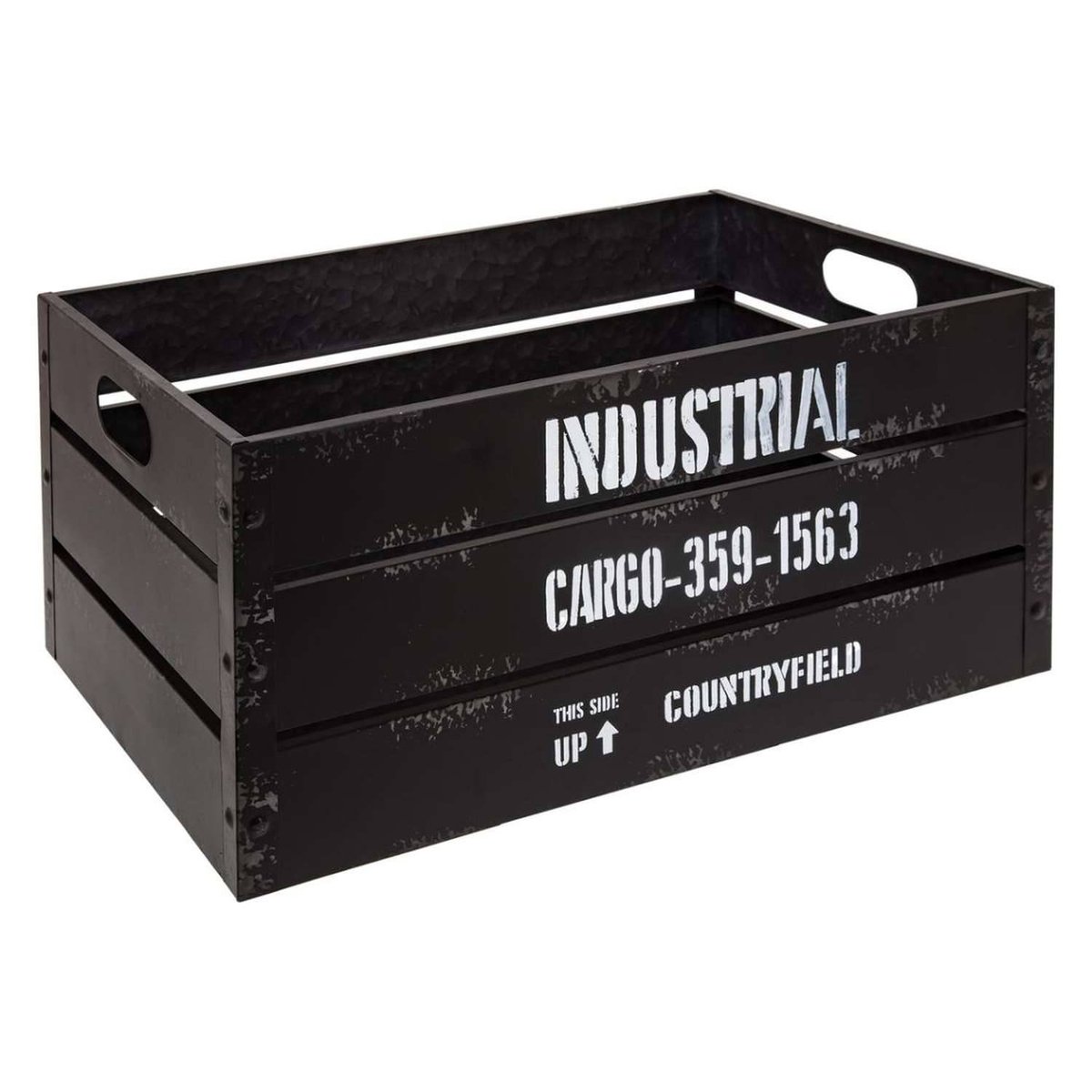 Lot de 3 cagettes de rangement encastrables en métal BILL noir, TOILINUX