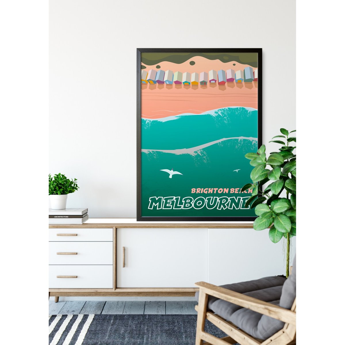 Affiche Melbourne blanc, L'AFFICHERIE