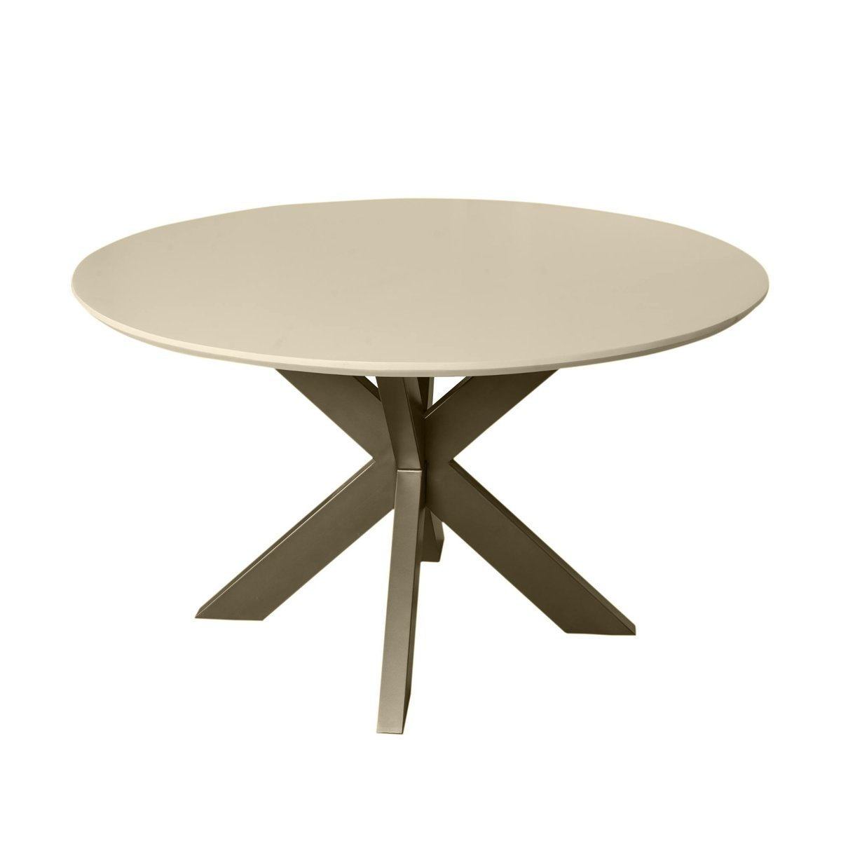 Table à manger ronde D130 cm bois/métal CORTINA beige / bronze, PIER IMPORT