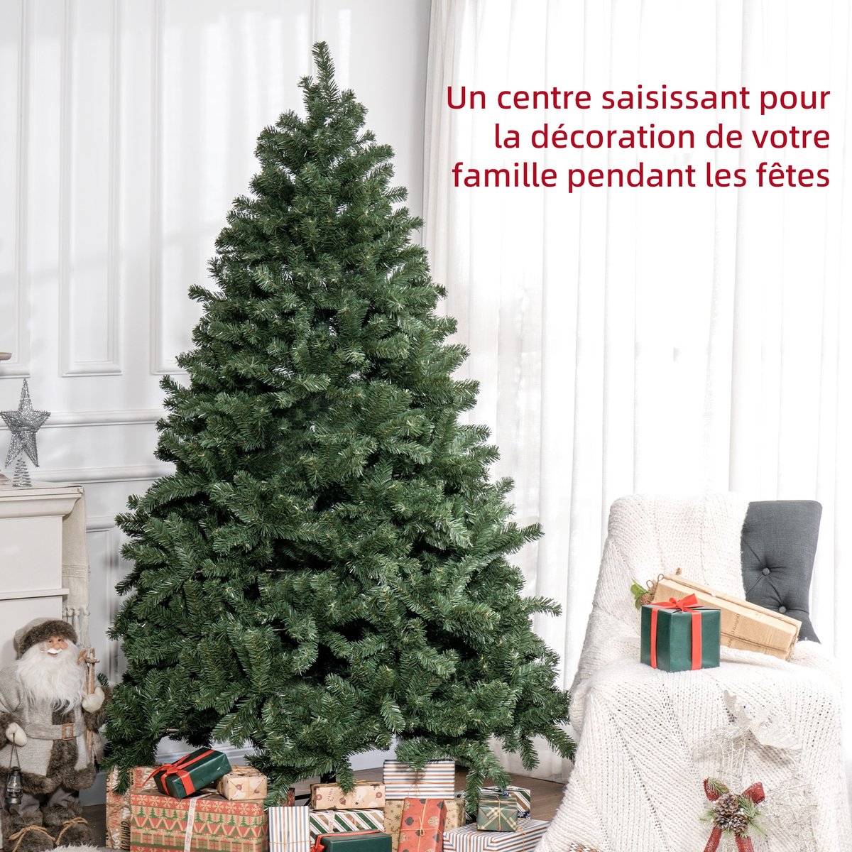 Sapin de Noël Plastique Vert vert, HOMCOM