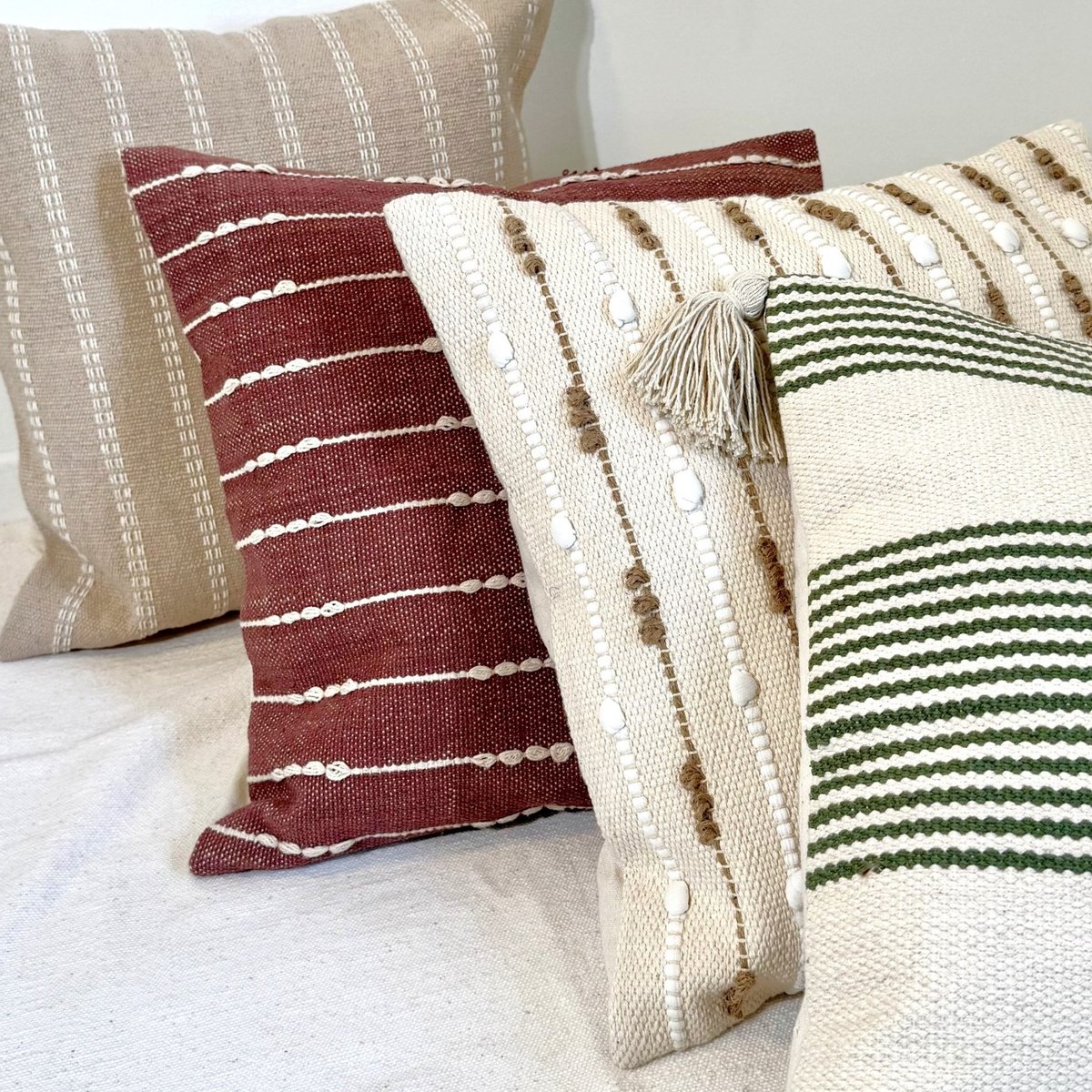 Housse de coussin Helda vert, crème, ARCHIV