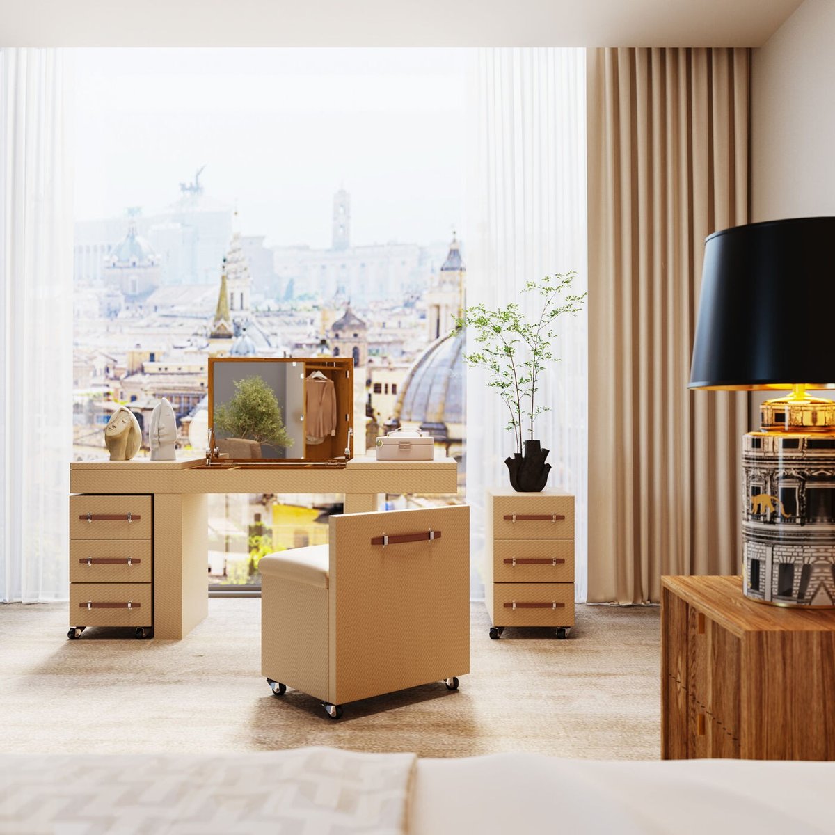 Coiffeuse en simili, VENEZIA beige, KARE DESIGN