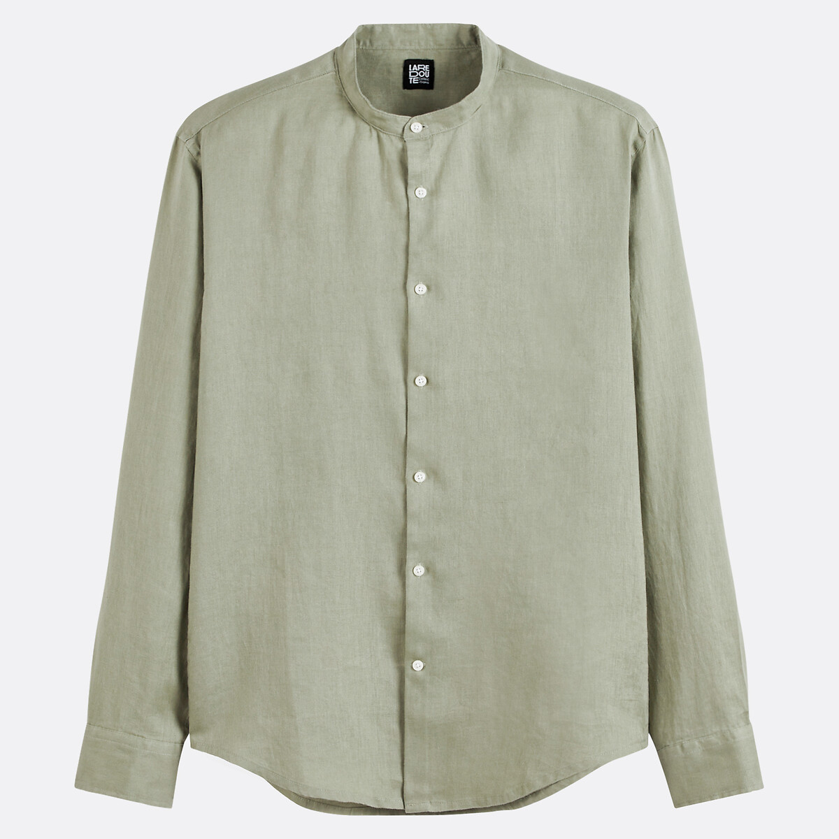 Chemise droite, col mao en lin, Signature AURELE vert clair, LA REDOUTE COLLECTIONS