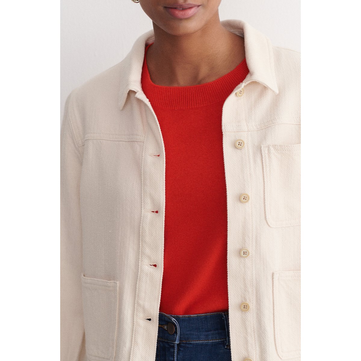 Veste courte droite col chemise MINATAB ivoire, CAROLL