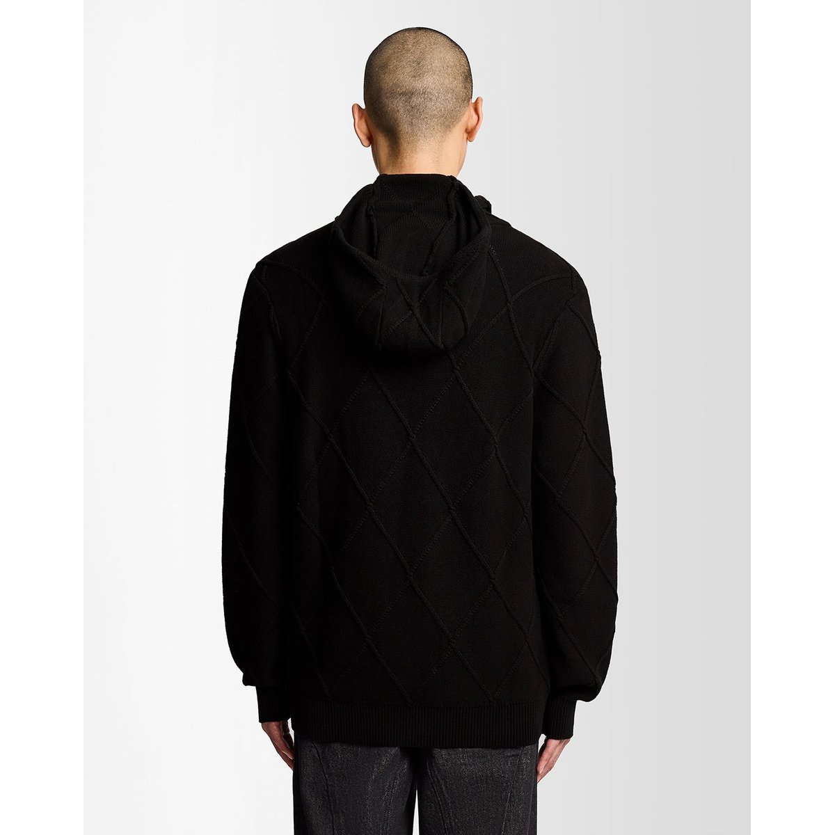 Haut cagoule en maille manches longues noir jais, LYLE & SCOTT