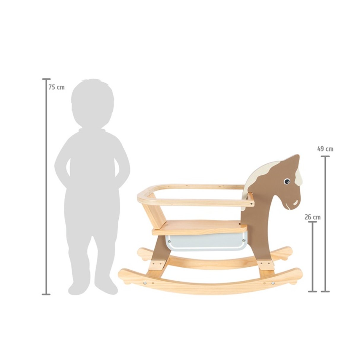 Cheval à bascule avec siège marron, SMALL FOOT COMPANY