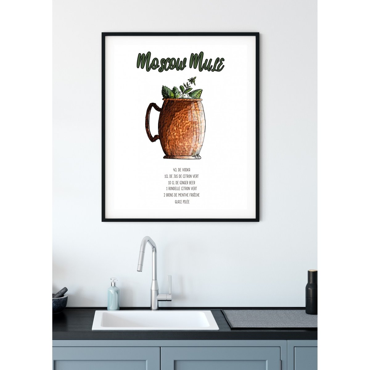 Affiche Cocktail Moscow Mule blanc, L'AFFICHERIE
