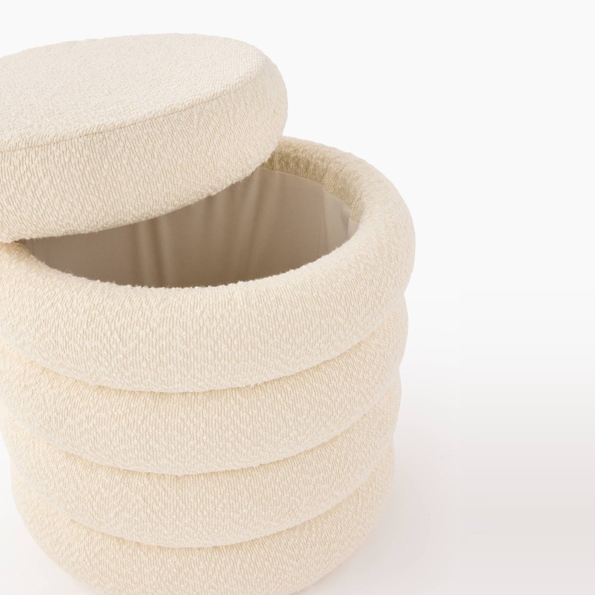 Pouf coffre effet gratté, D42xH41cm, en polyester off white, MONOPRIX