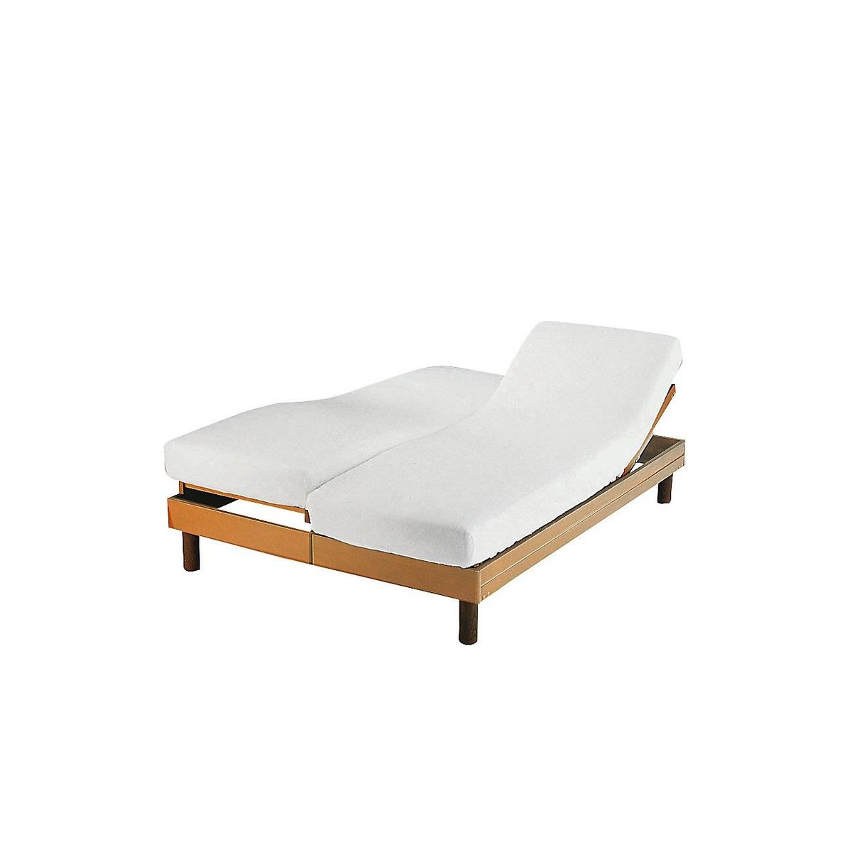 Protège matelas molleton coton bio lits duo - MONA blanc, CAMIF
