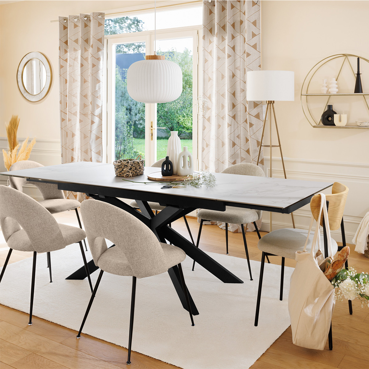 Chaise en acier RAVEN beige, ATMOSPHERA