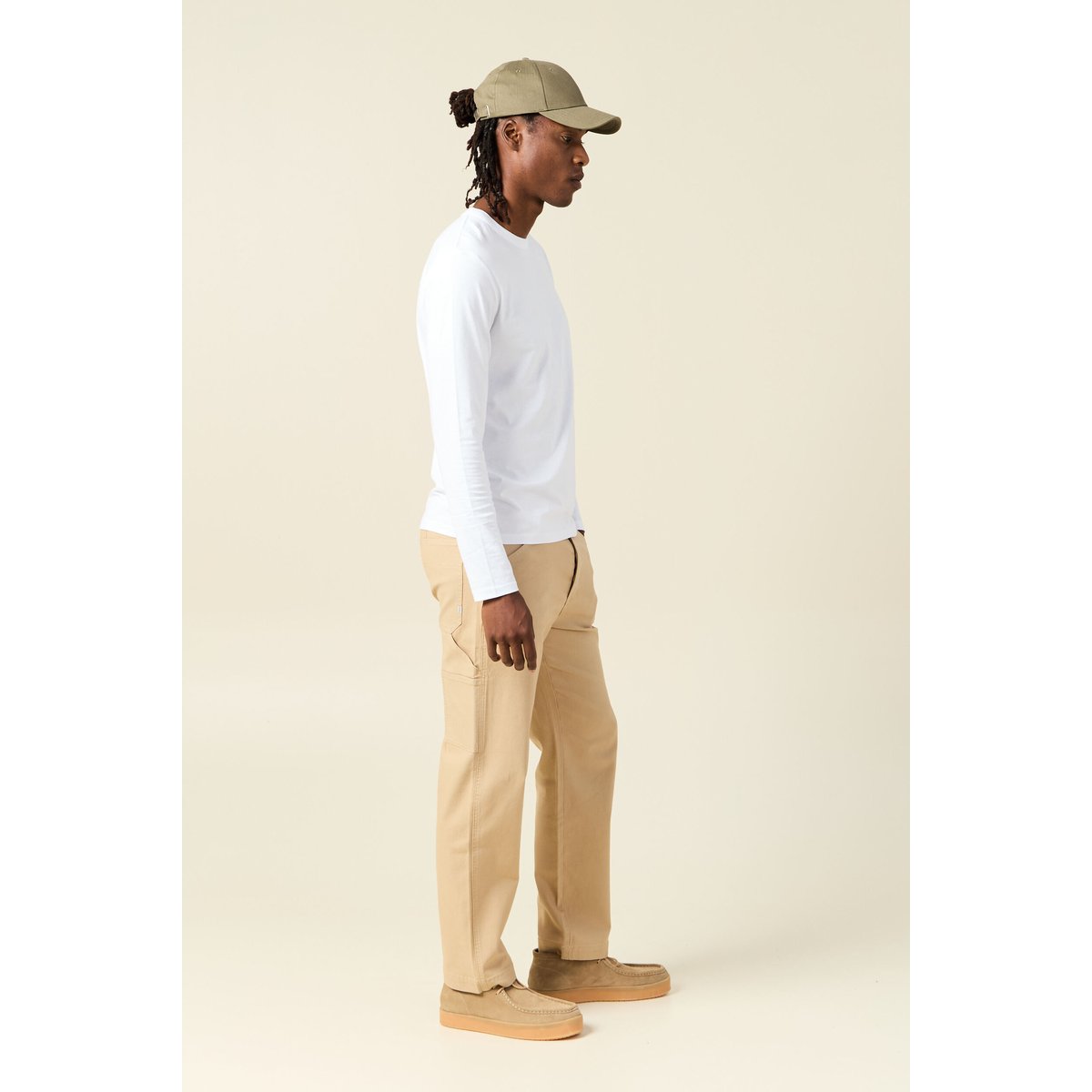 T-shirt en coton manches longues blanc, BONOBO
