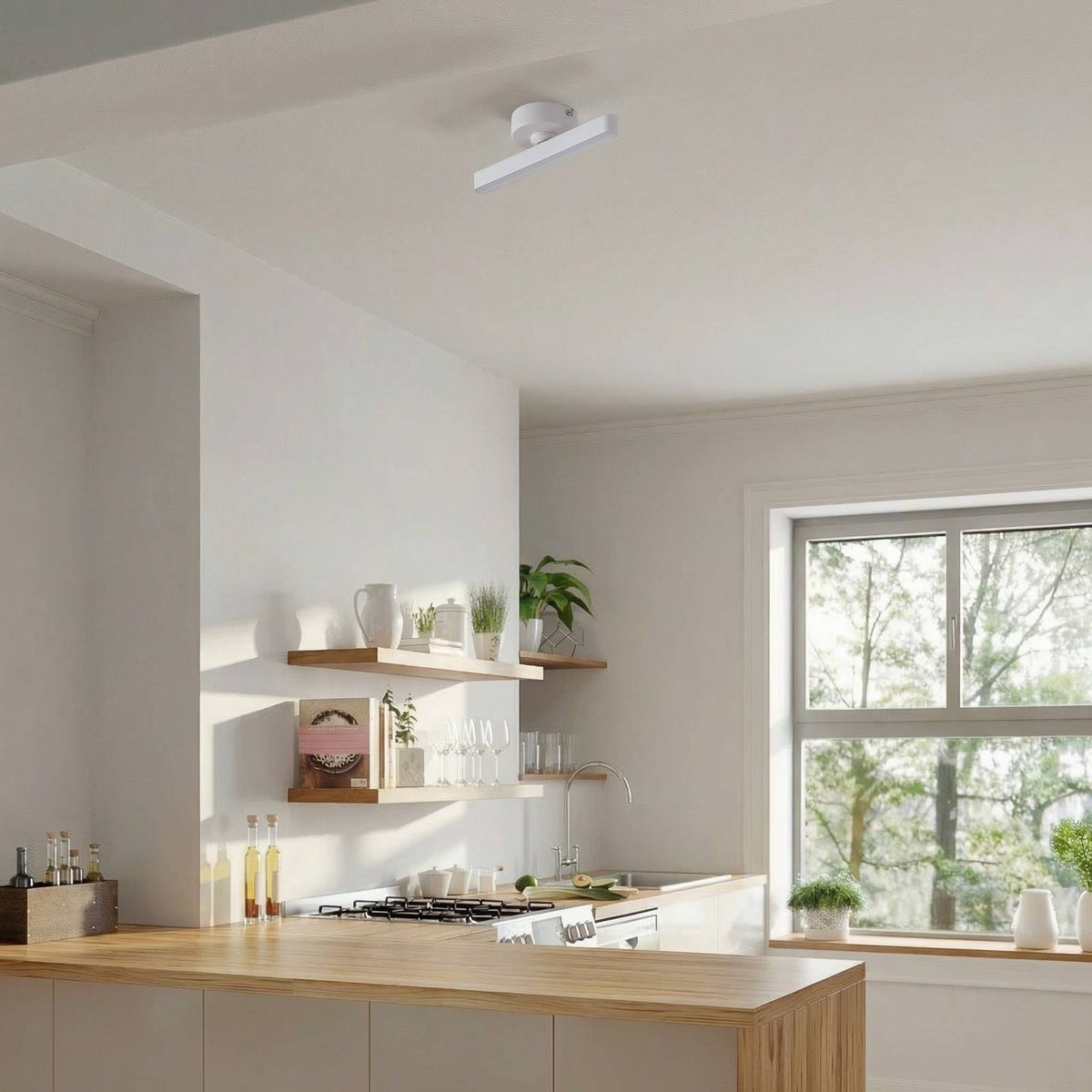 Plafonnier en métal moderneLED, Eldrin blanc, LINDBY