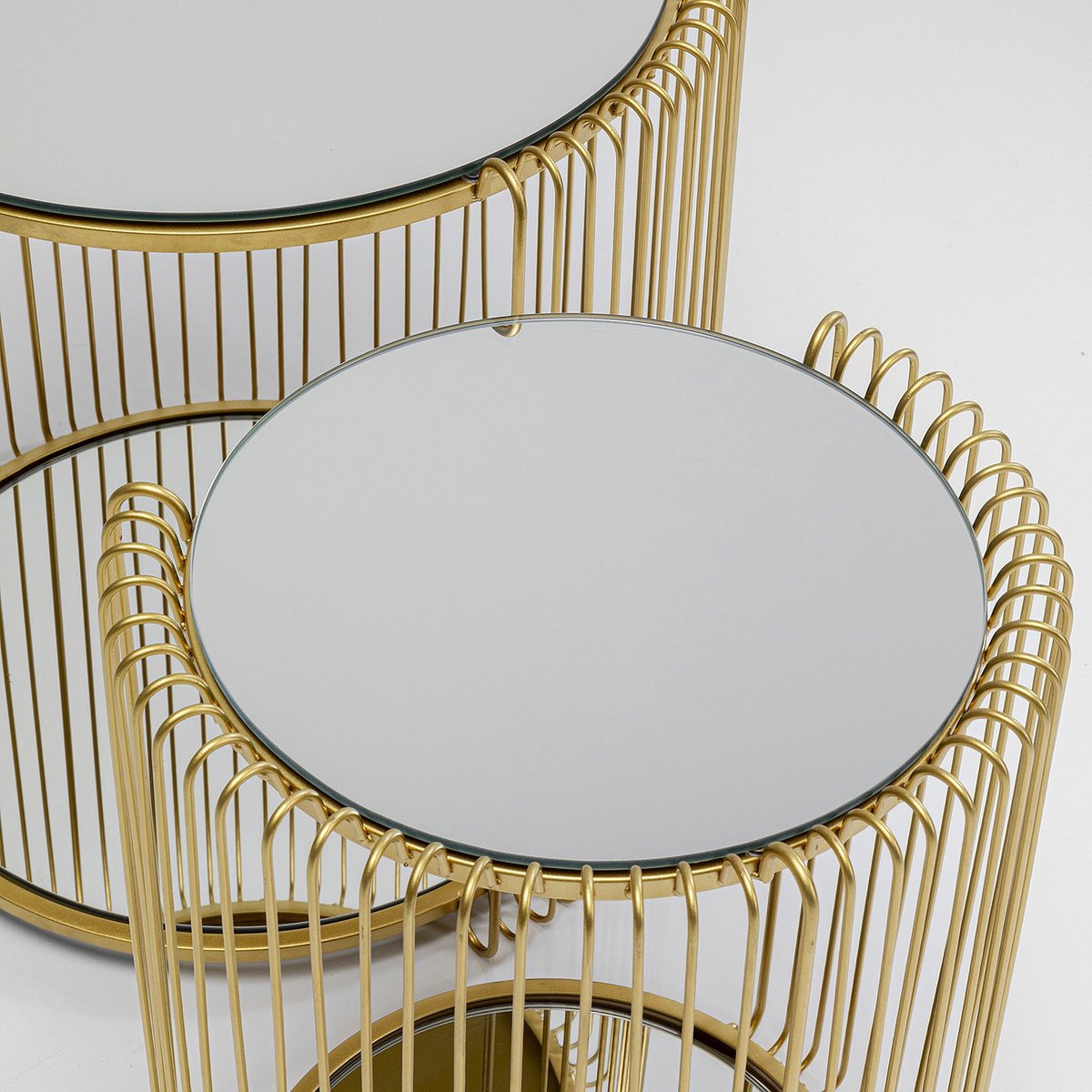 Lot de 2 tables d'appoint double plateau, WIRE or, KARE DESIGN
