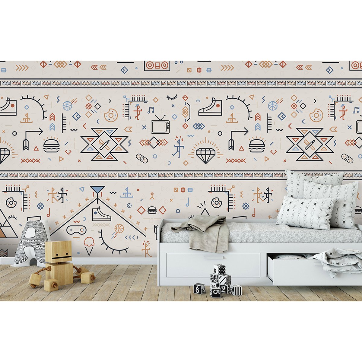 Papier peint panoramique RÉCRÉATION beige, LE PAPIERS DE NINON