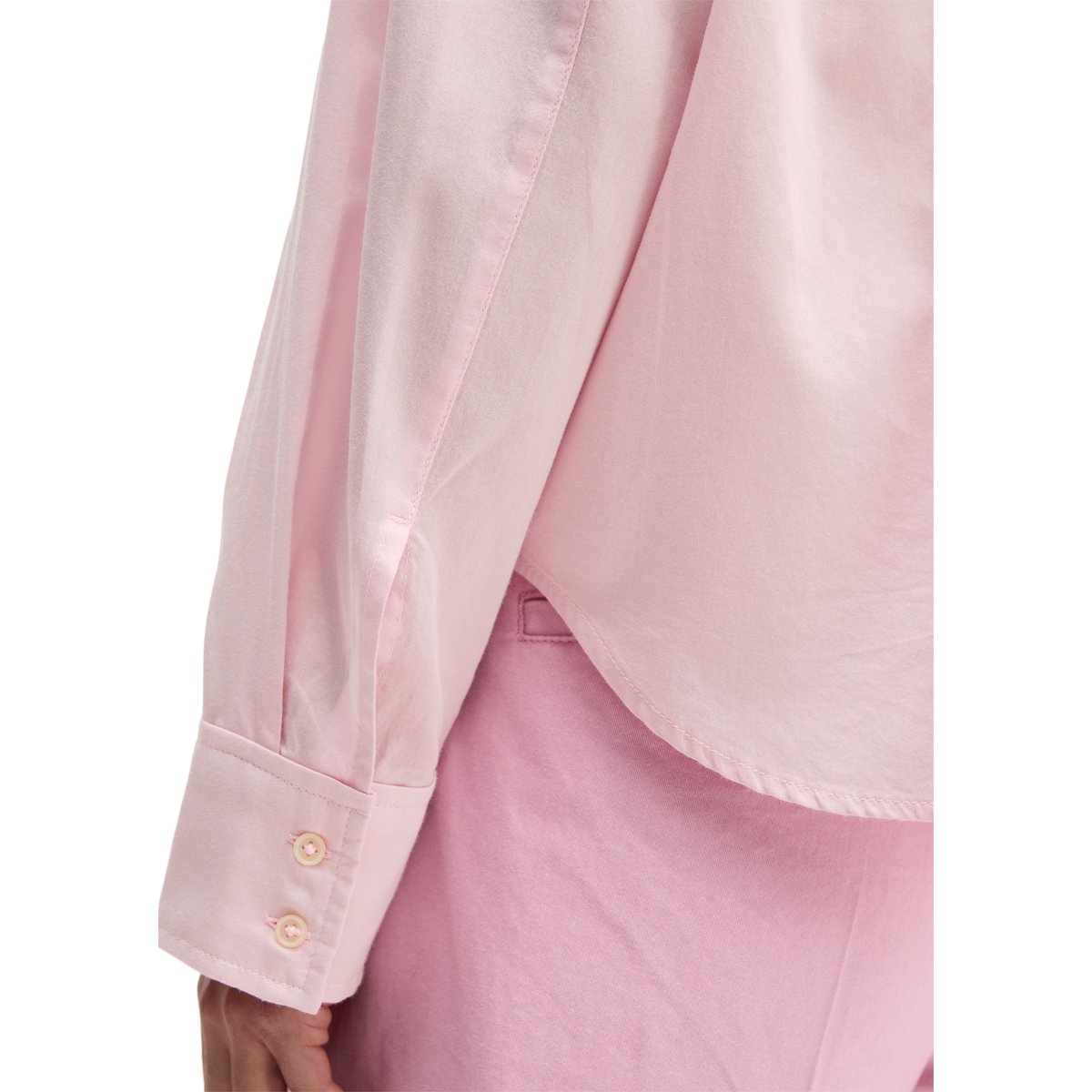 Blouse relaxed cropped en satin de coton rose, MARC O'POLO