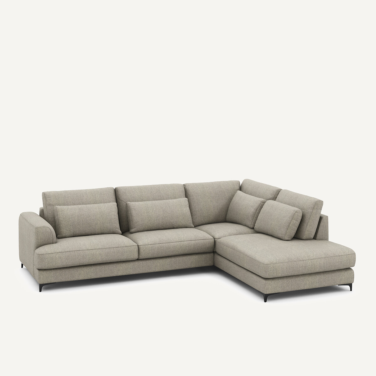 Divano letto ad angolo retto, tessuto tweed, Marsile naturale / grigio chiaro, AM.PM