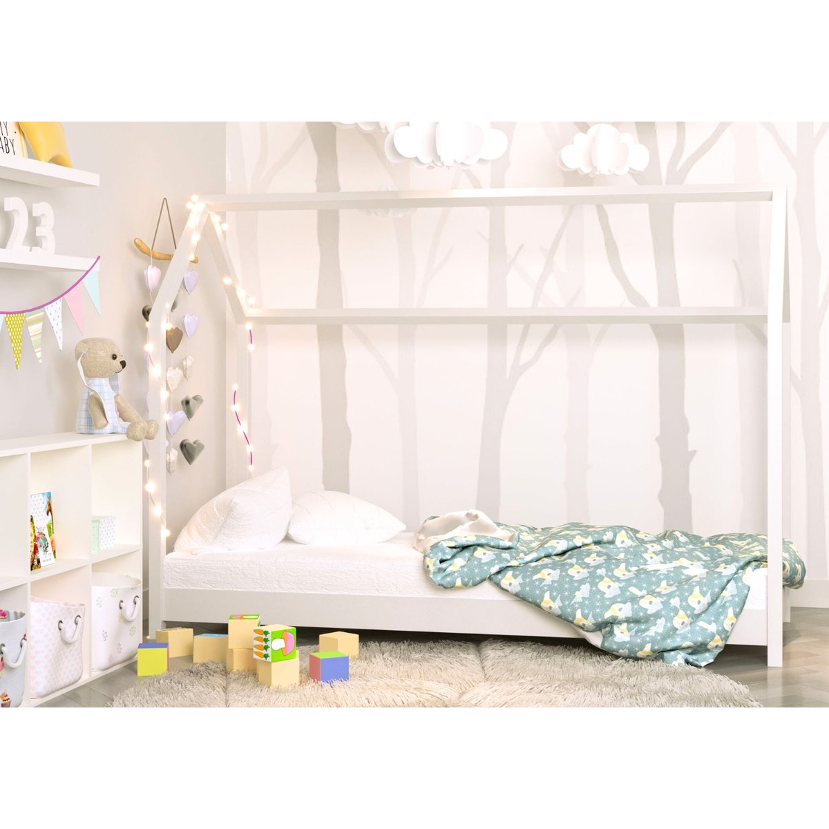 Lit Cabane Enfant Bella - Blanc blanc, KOCOT KIDS