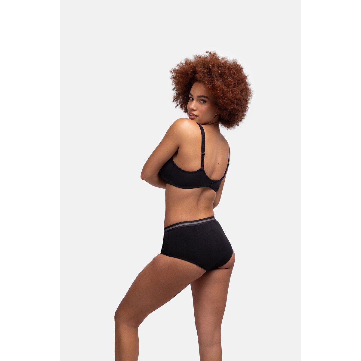 Set van 2 midi menstruatie slips in bio katoen Eco Moon zwart + zwart, DORINA