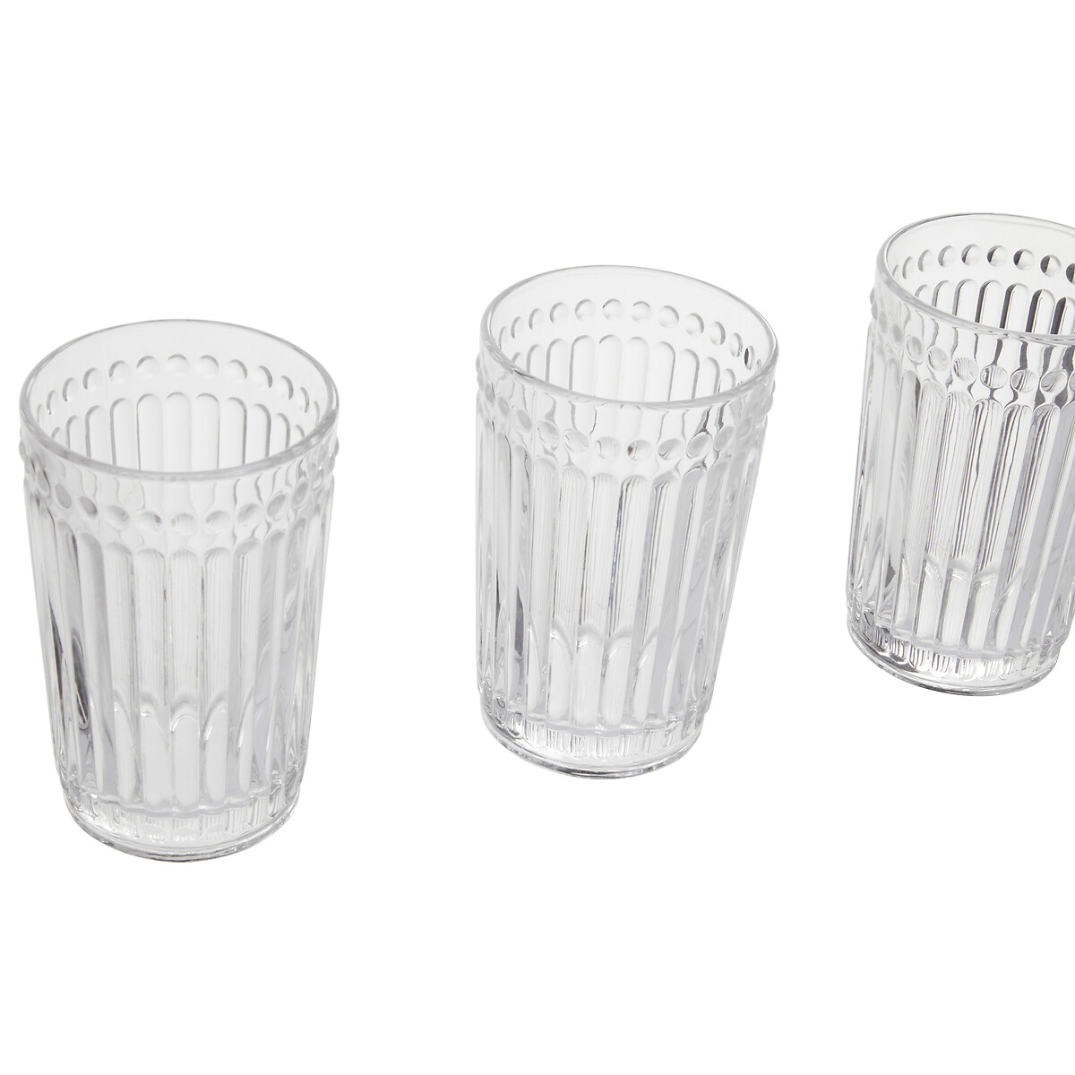 Set of 4 Fluted Embossed Tumbler Glasses transparent, SO'HOME