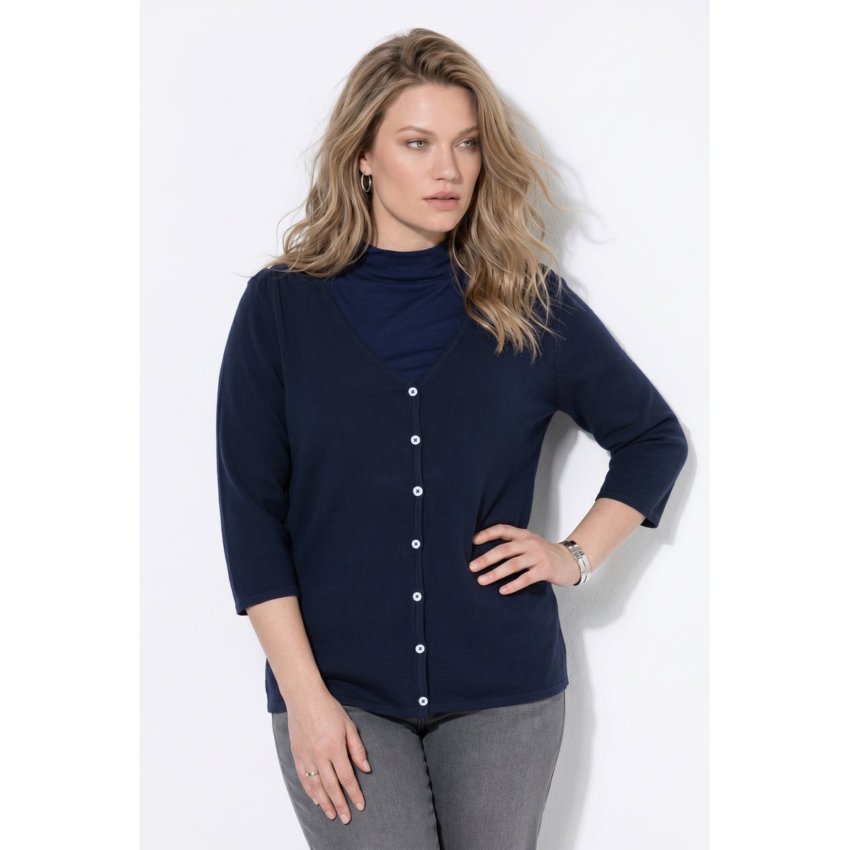 Cardigan en coton bio marine, ULLA POPKEN