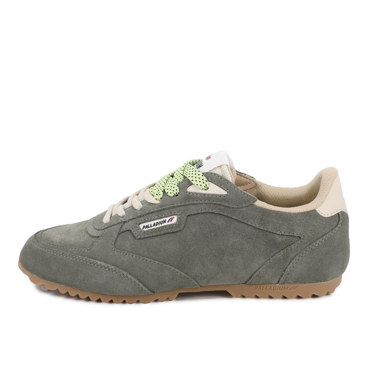 Baskets basses en coton PALLARACER SUEDE vert-vetiver, PALLADIUM