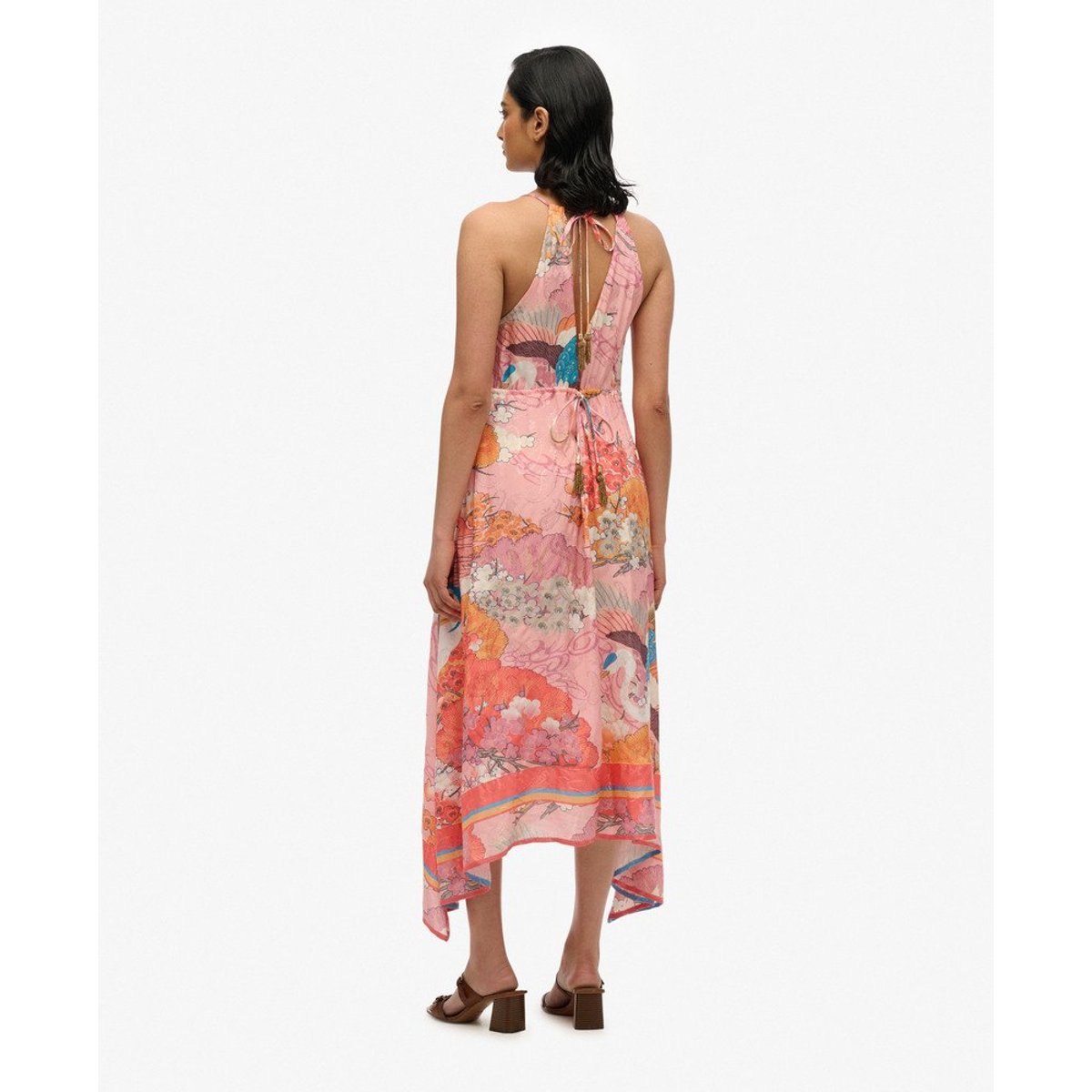 Robe imprimée en jacquard à ourlet en pointes corail kam, SUPERDRY