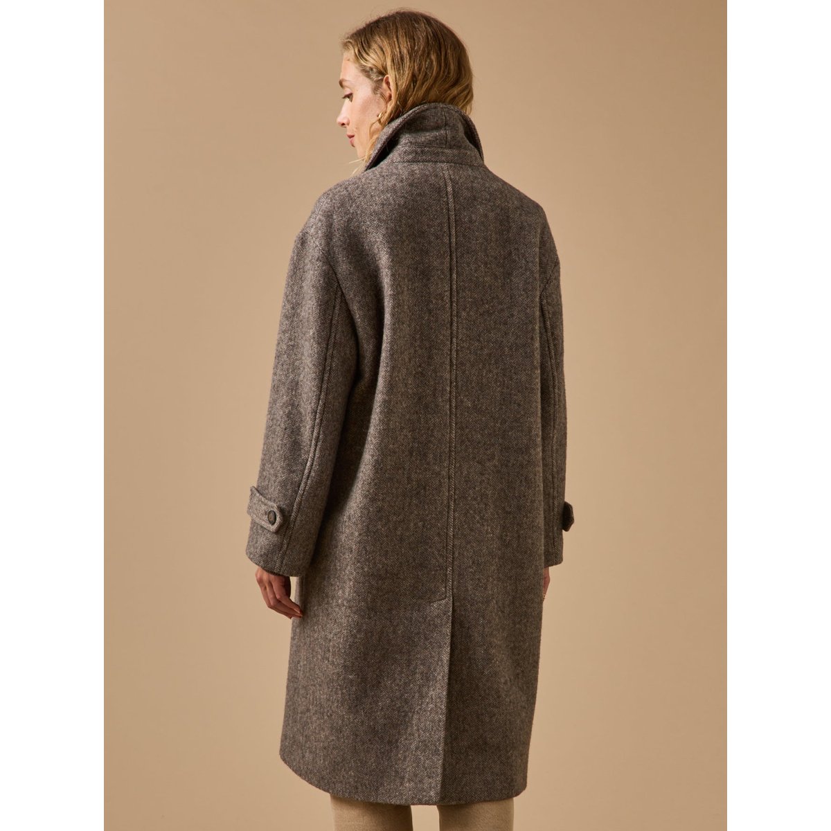 Manteau long lainage chevrons marron glace, CYRILLUS