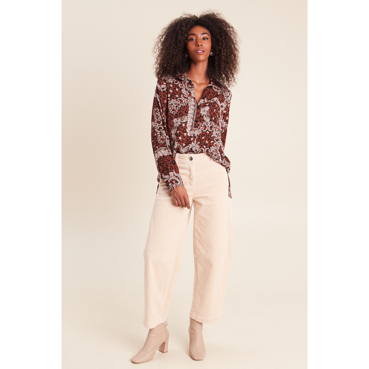 Chemise fluide manches longues marron, BREAL