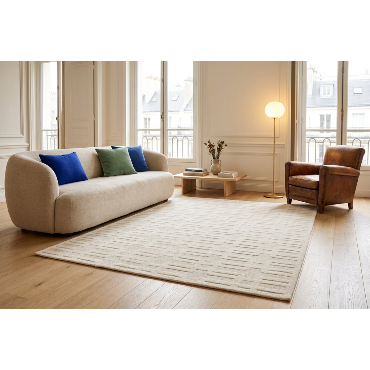 Tapis à relief doux et élégant LINK beige sable, AFK LIVING