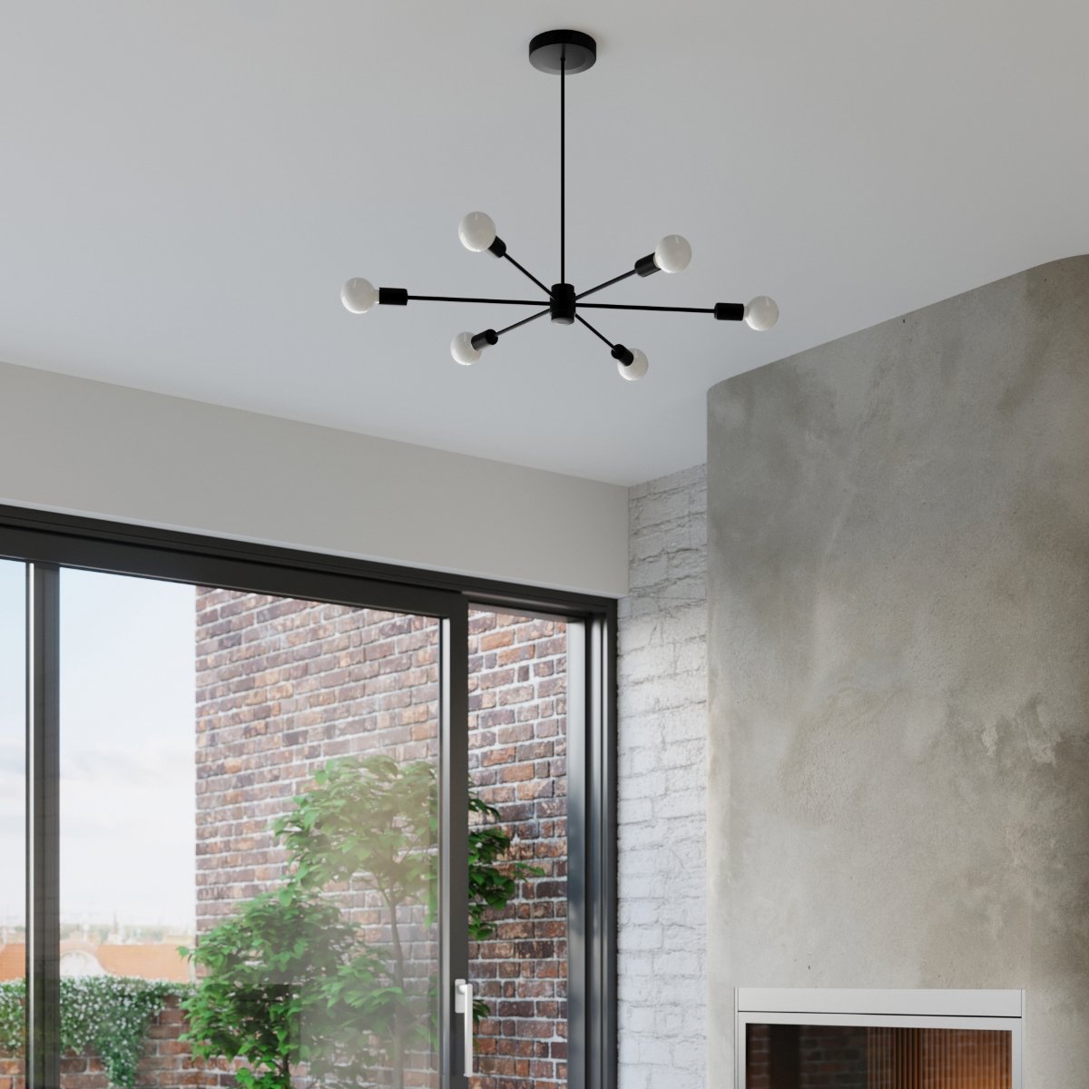 Suspension Acier Noir E27 5 Lango noir, EDEN
