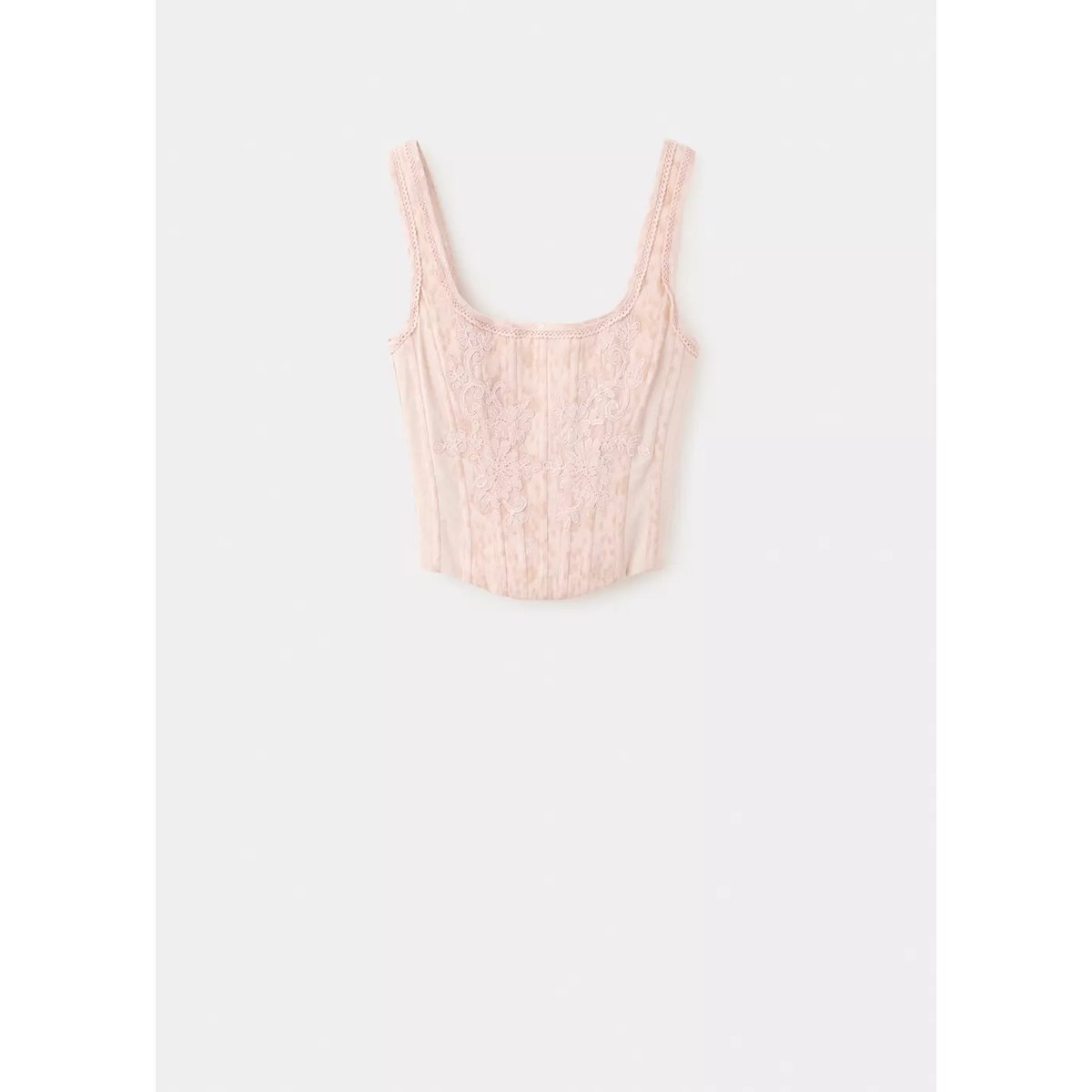 Top style corset jacquard rose, MANGO
