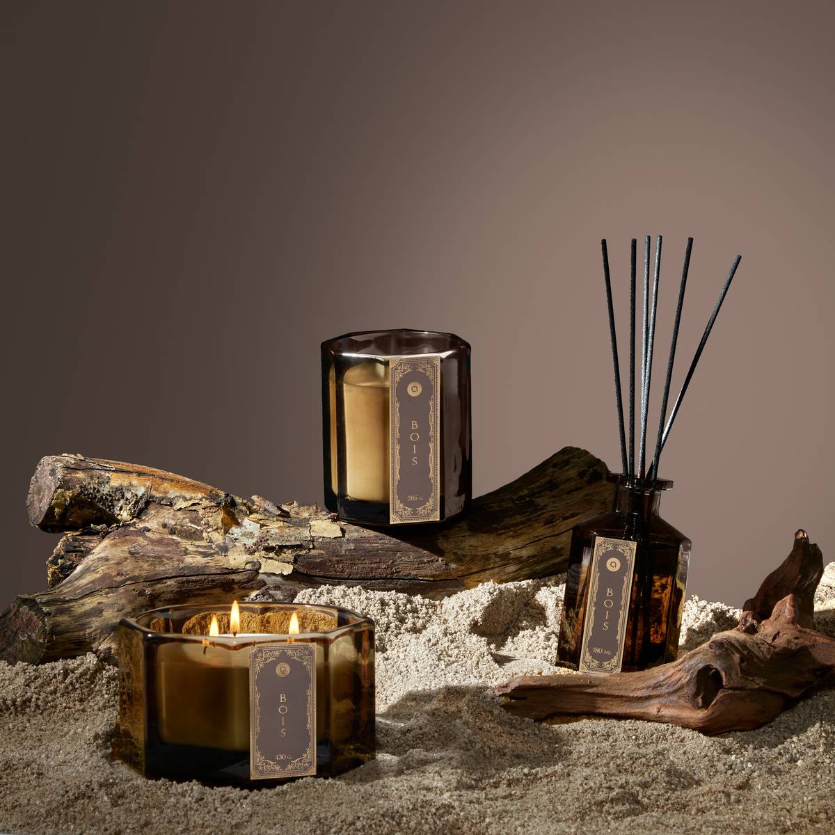 Bougie parfumée LUCIEN rouge foncé, ATMOSPHERA