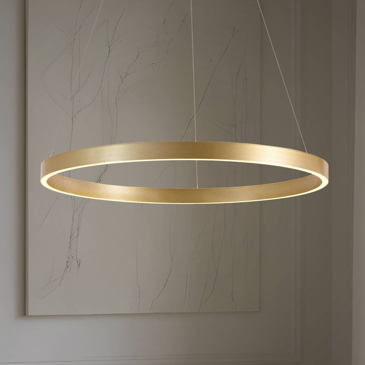 Suspension en métal moderneLED, Yonam or, blanc, LUCANDE