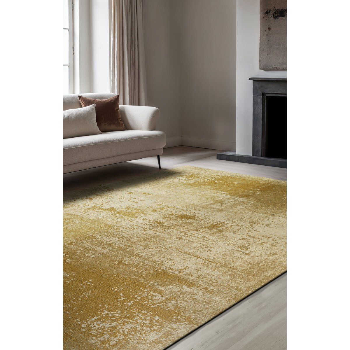 Tapis intérieur/extérieur moderne tissé plat TERRA jaune, NOVATREND