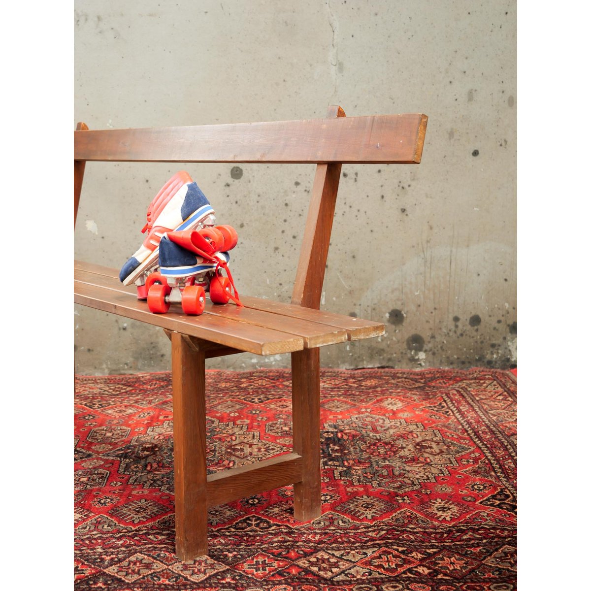 Banc en bois Antoine N°439 - Bon état bois foncé, DEBONGOUT