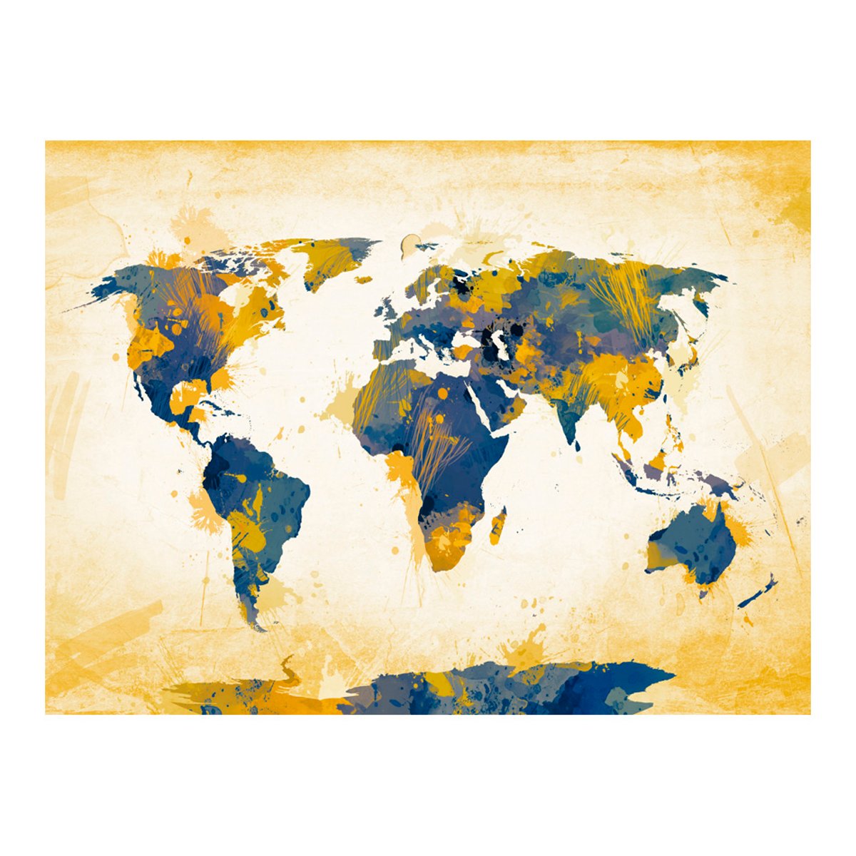 Papier peint intissé panoramique Carte du monde Map of the World - Sun and sky bleu, EDEN