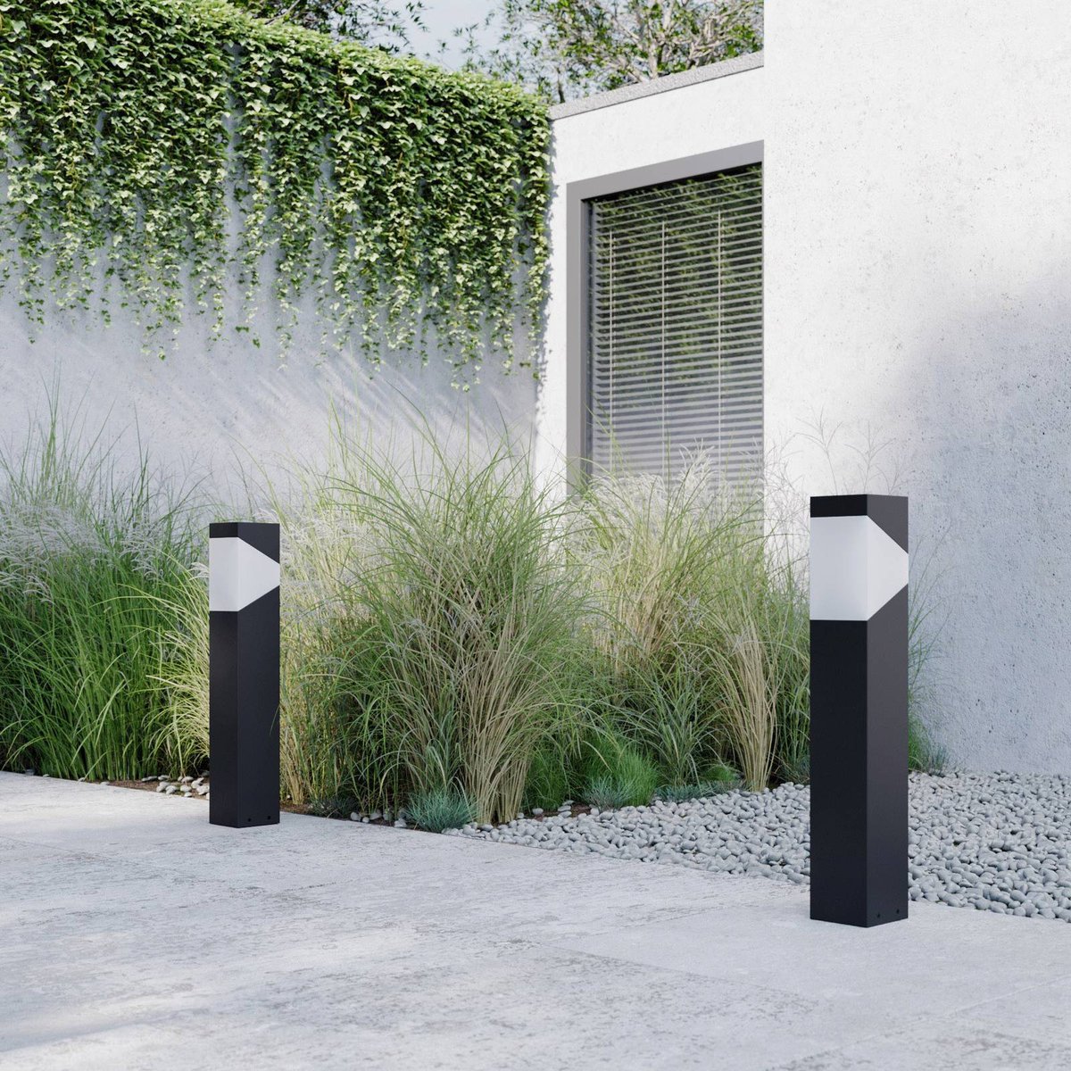 Luminaire extérieur en aluminium moderne gris graphite, blanc opale, LUCANDE