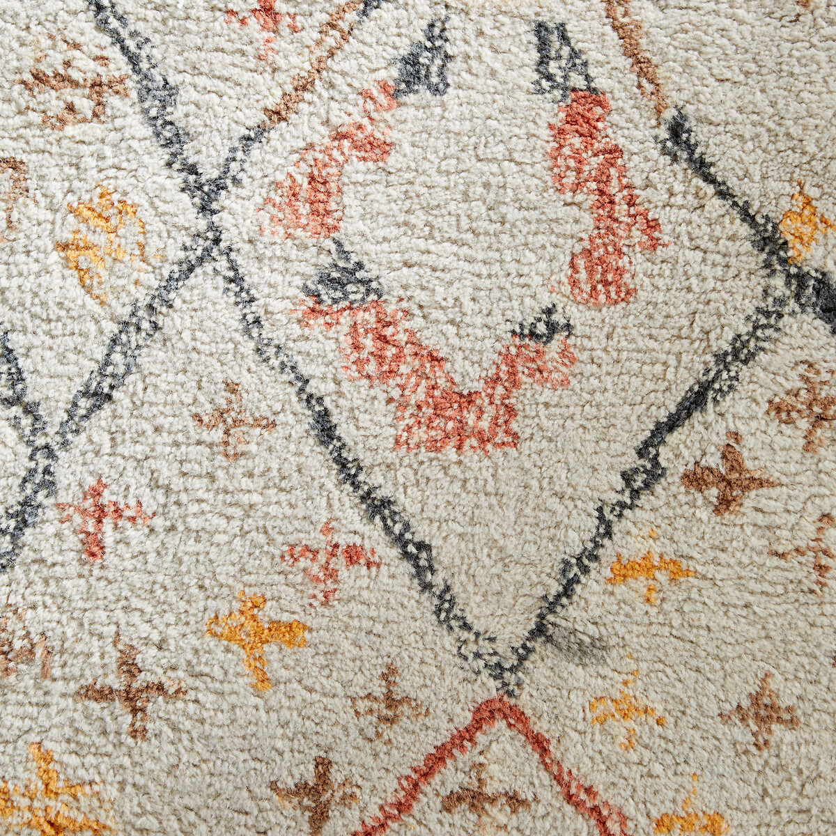 Tapis épais en laine, tufté main, Ashwin ecru/imprimé multicolore, AM.PM
