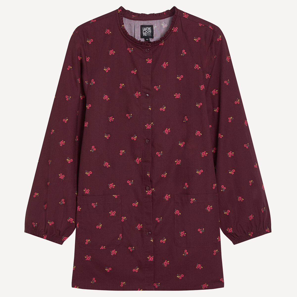 Schort met bloemenprint bedrukt bordeaux, LA REDOUTE COLLECTIONS
