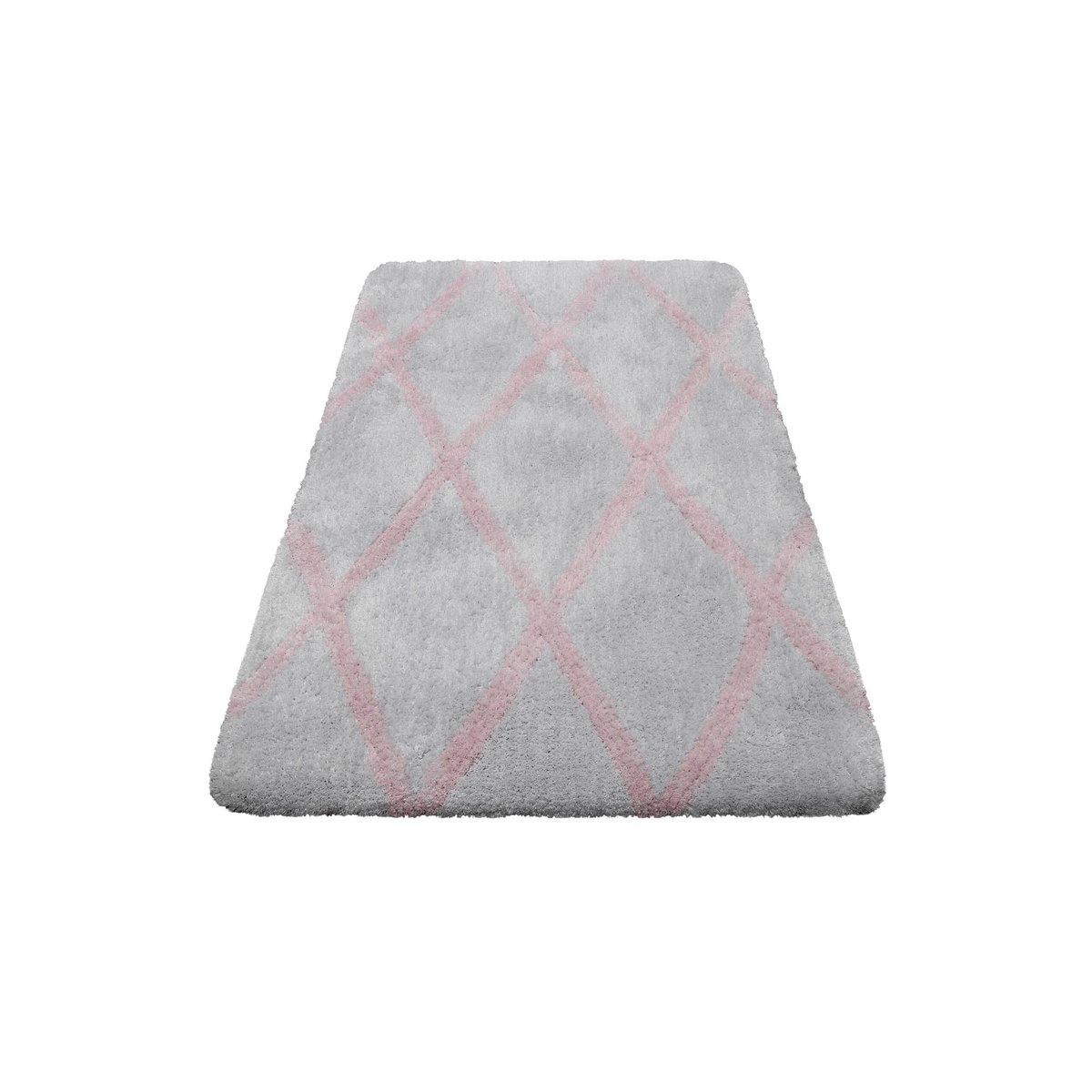 Tapis de bain épais motif losanges ,  SAN BOSA gris/rose, HOMIE LIVING