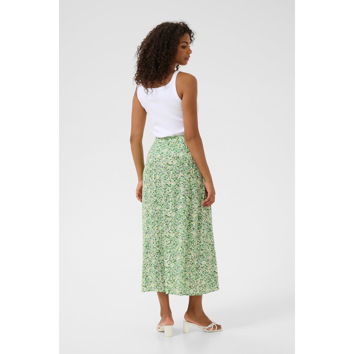 Jupe - tissage léger vert petite fleurs, KAFFE