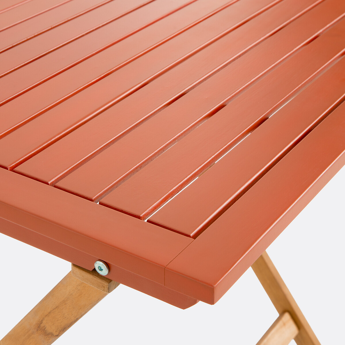 Inklapbare tuinset, acacia, 2-zits, vierkante tafel en 2 stoelen, DUDENA terracotta, LA REDOUTE INTERIEURS