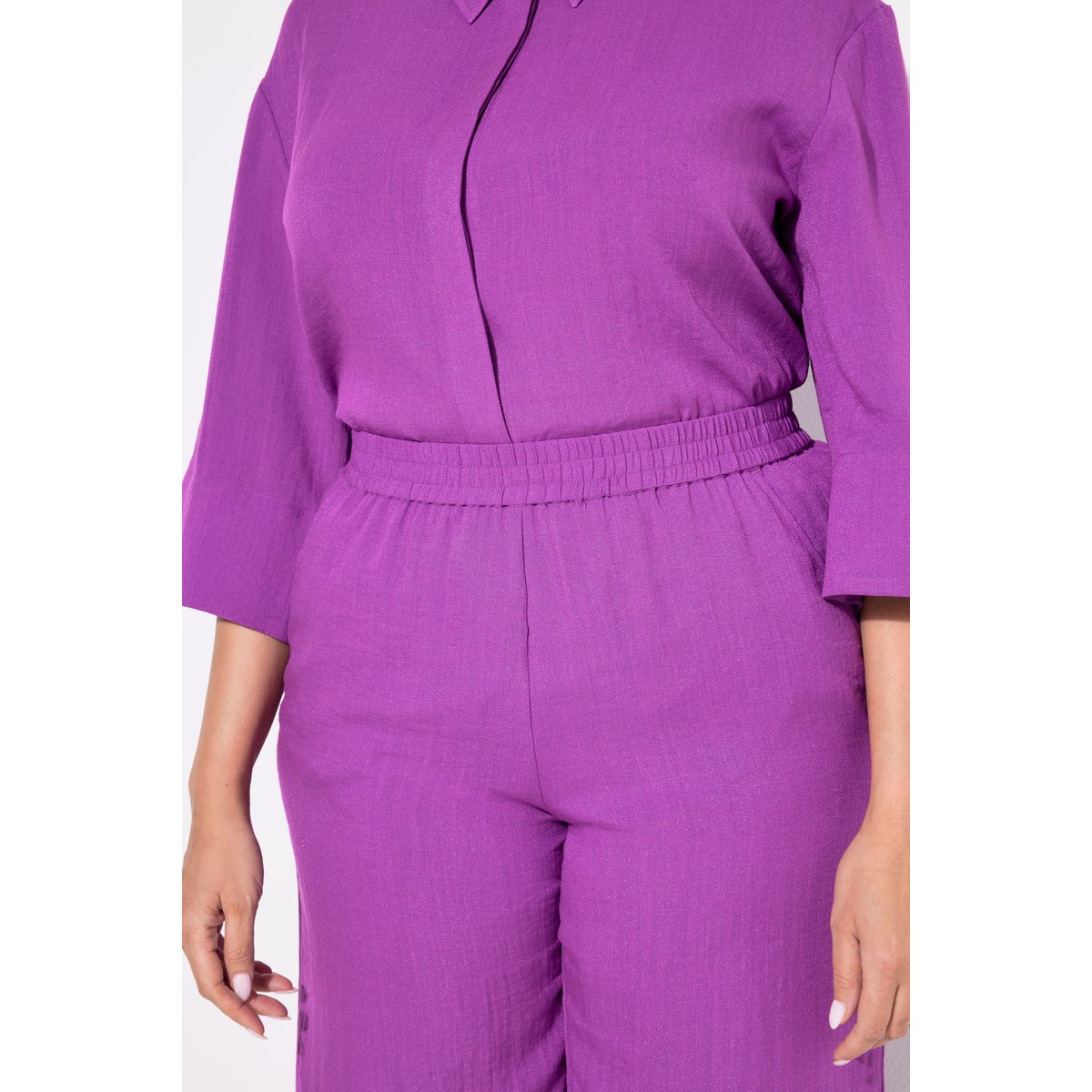 Jupe-culotte à taille élastique. Jambe large violet, ULLA POPKEN