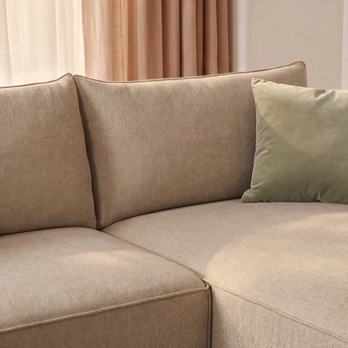 Canapé angle en tissu beige, MADE IN MEUBLES
