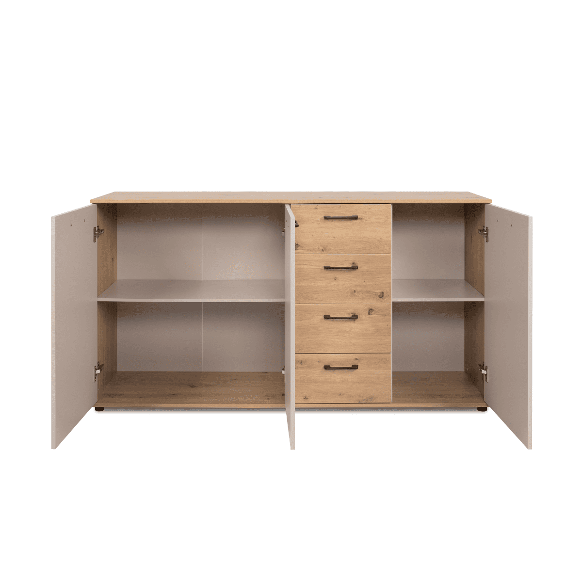 Buffet 3 portes, 4 tiroirs LINO bois clair, CALICOSY